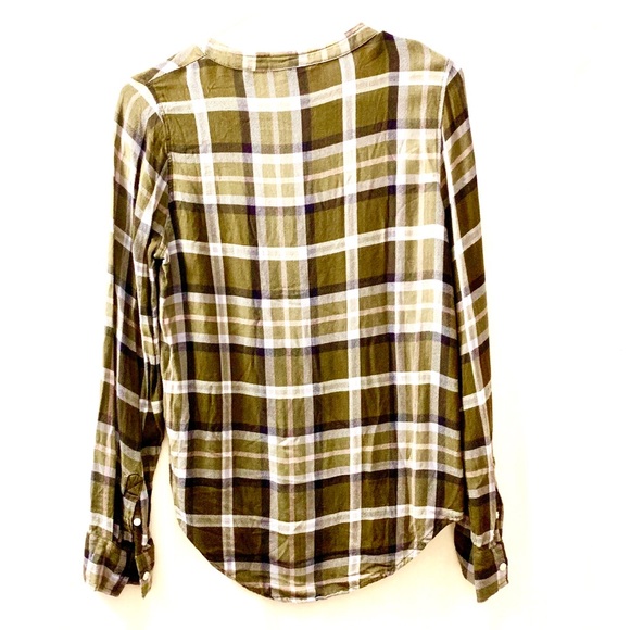 AEROPOSTALE DARK GREEN PLAID TOP XS - Picture 2 of 2